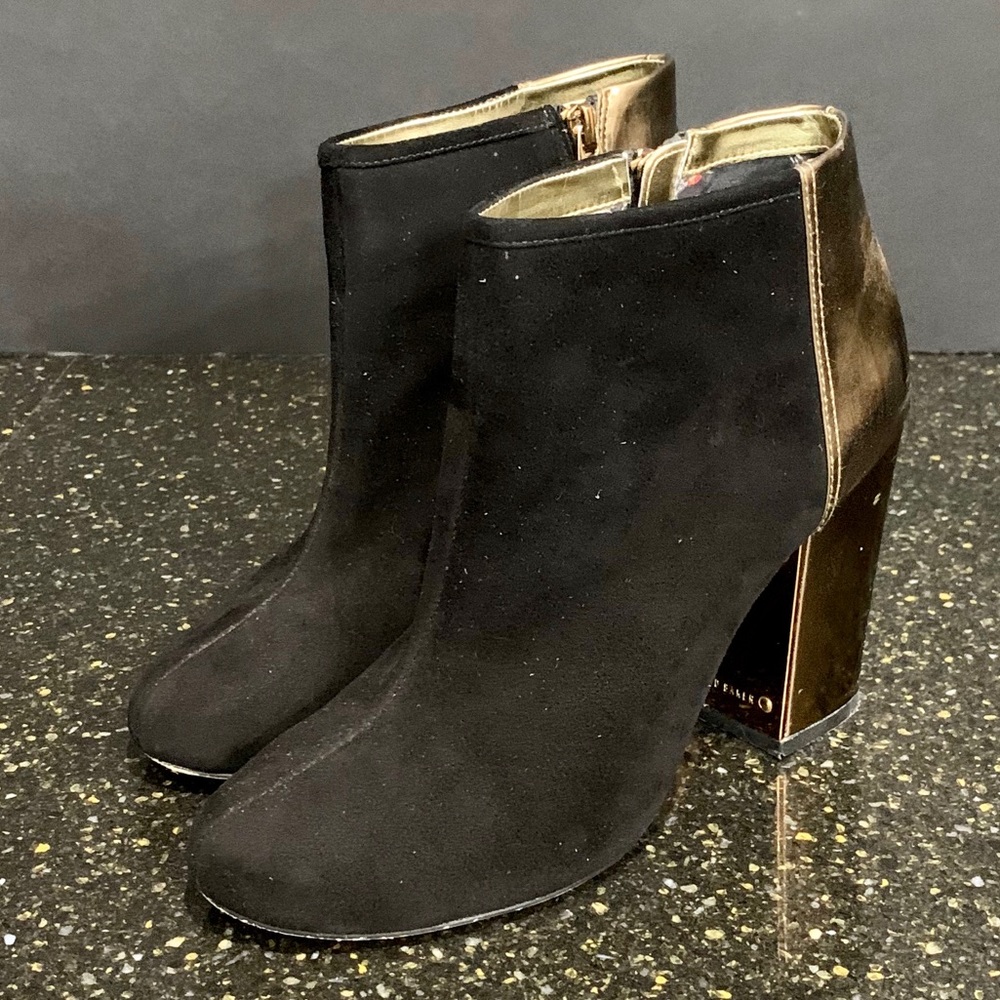 Ted Baker London Gold Foil Block Heeled Ankle Boot - Picture 2 of 13